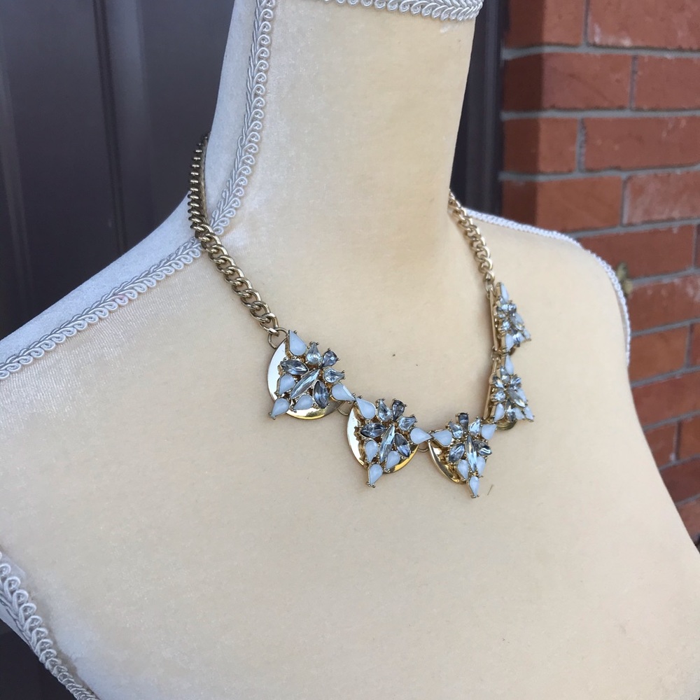 Women’s Gold Necklace W/ White Stones - Picture 4 of 8